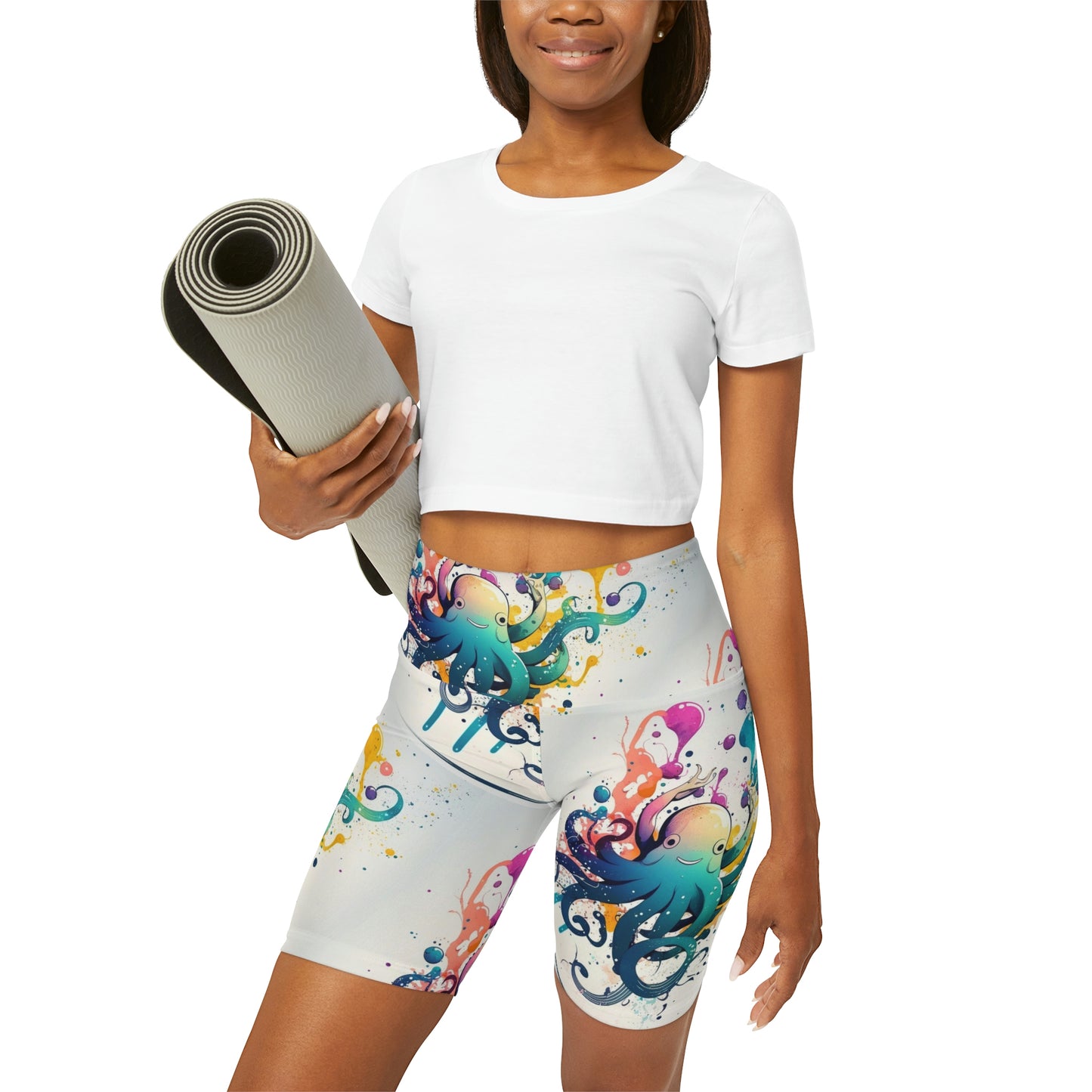 High Waisted Yoga Shorts - Hiphoctopus