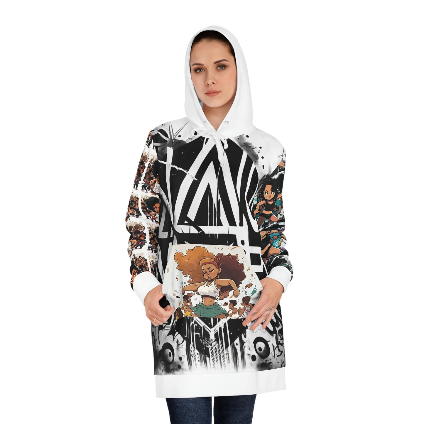 Women's Hoodie Dress (AOP) - Dystopian Camouflage